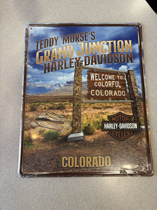 Teddy Morse Grand Junction Harley Davidson Colorado Metal Sign
